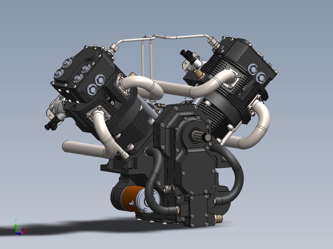 详细的800cc V型双缸发动机