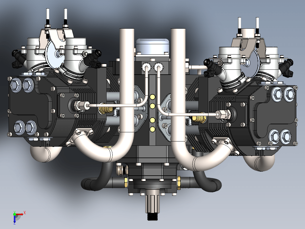 详细的800cc V型双缸发动机