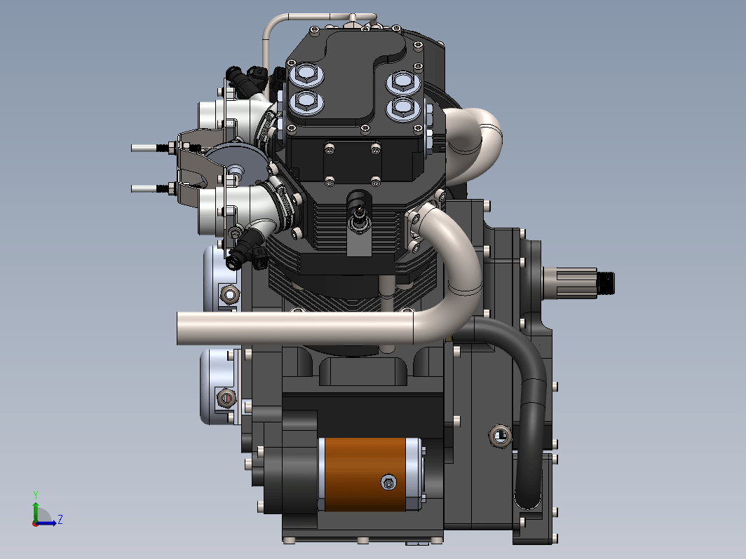 详细的800cc V型双缸发动机