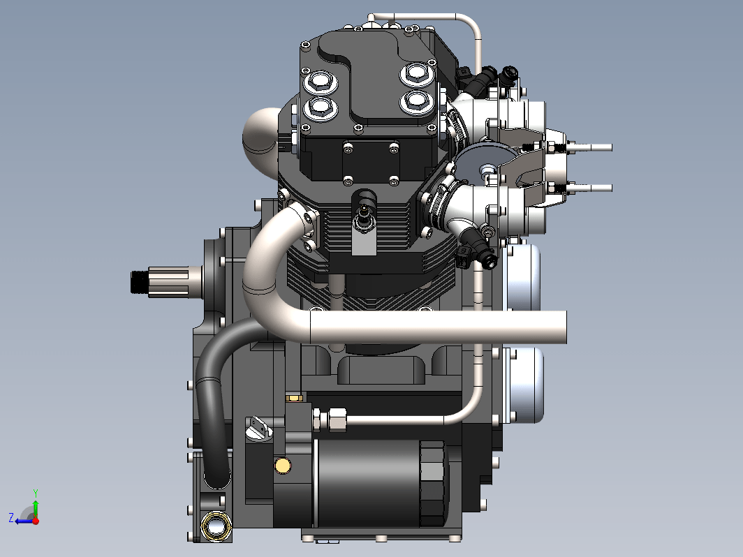 详细的800cc V型双缸发动机