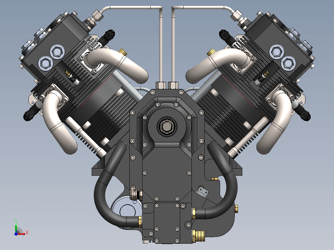 详细的800cc V型双缸发动机