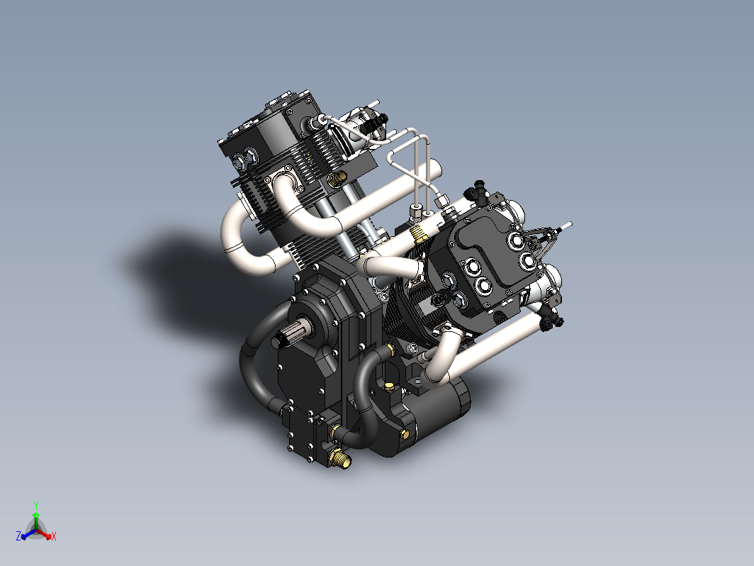 详细的800cc V型双缸发动机