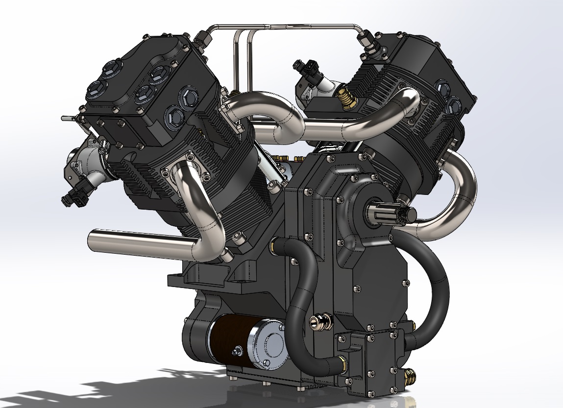 详细的800cc V型双缸发动机