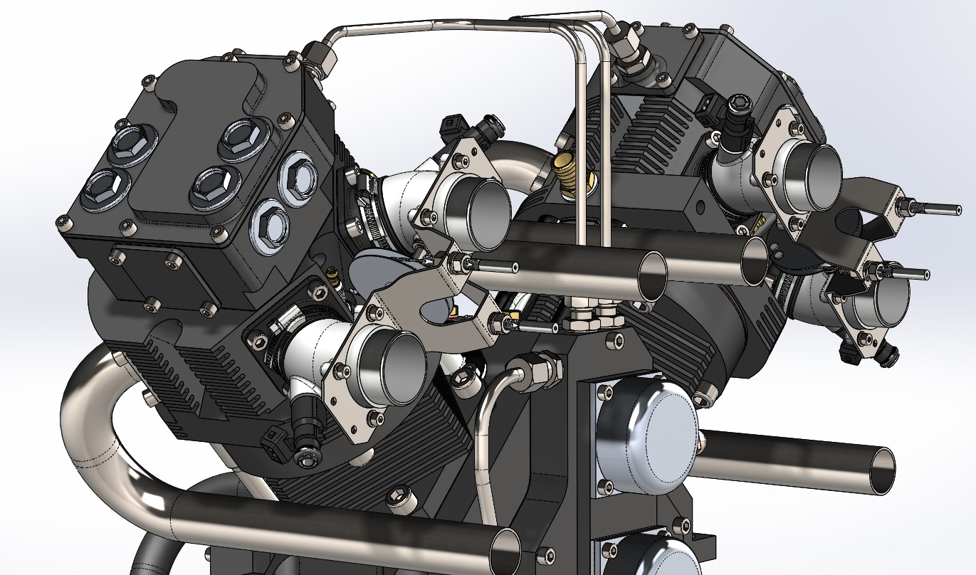 详细的800cc V型双缸发动机