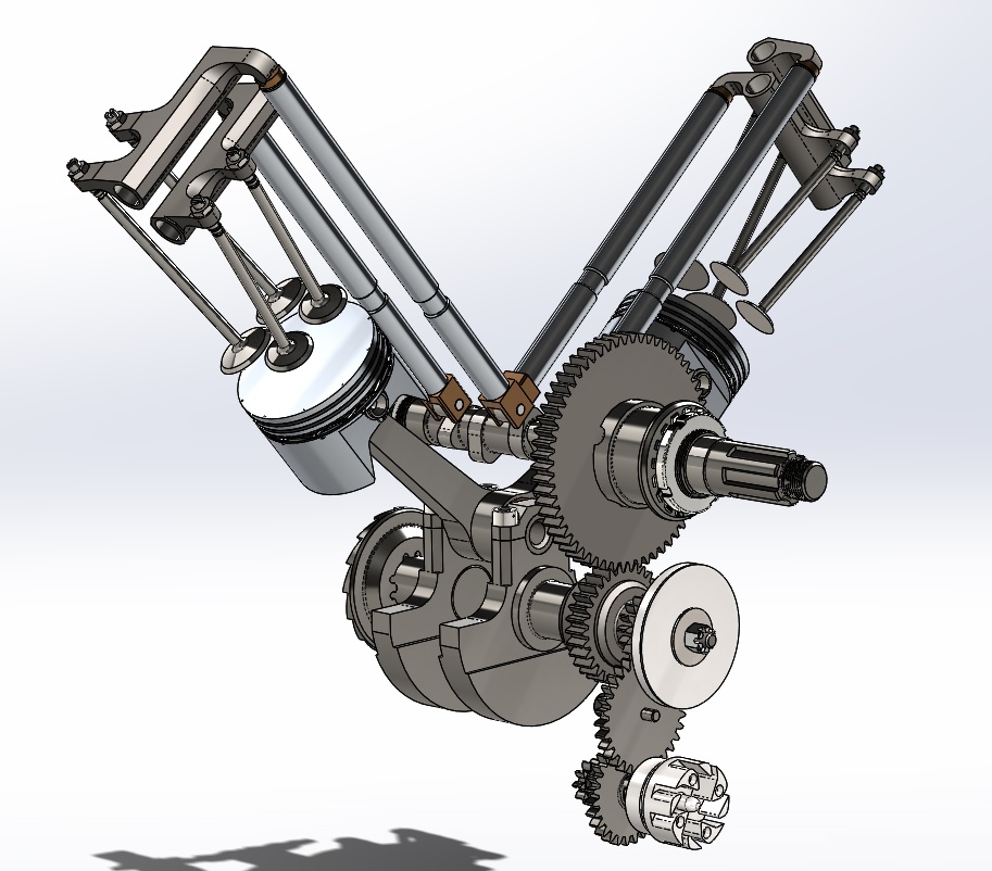 详细的800cc V型双缸发动机