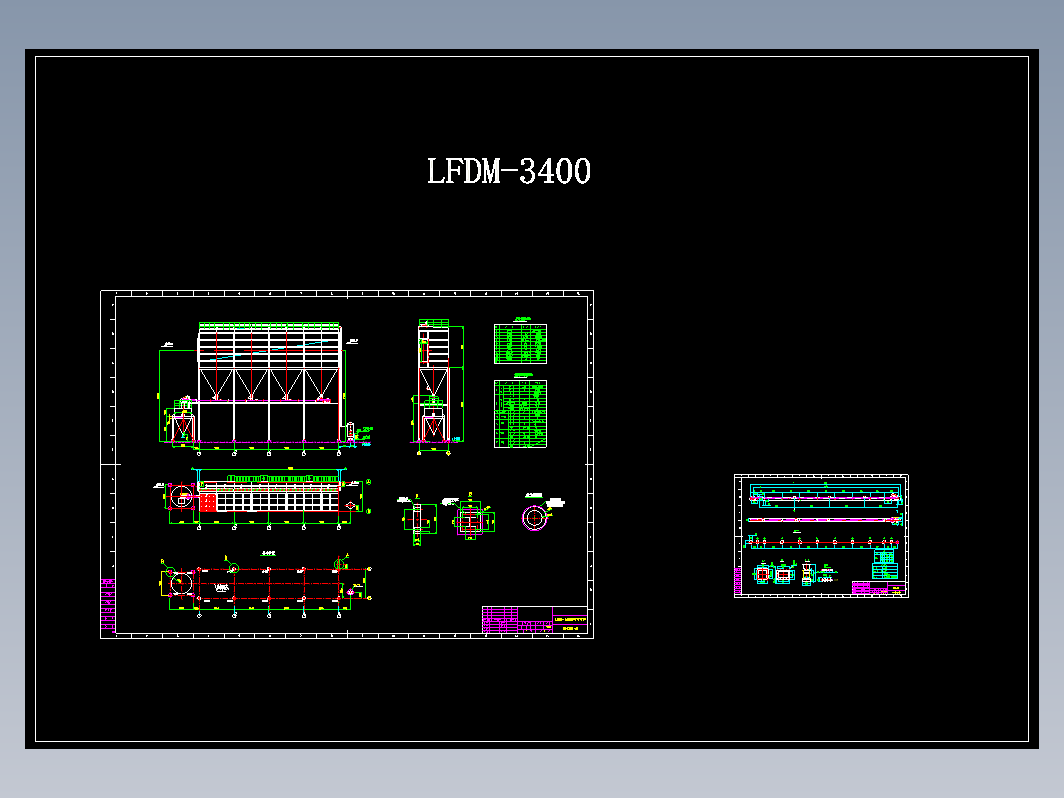 LCMD-3400低压脉冲袋式除尘器CAD图纸