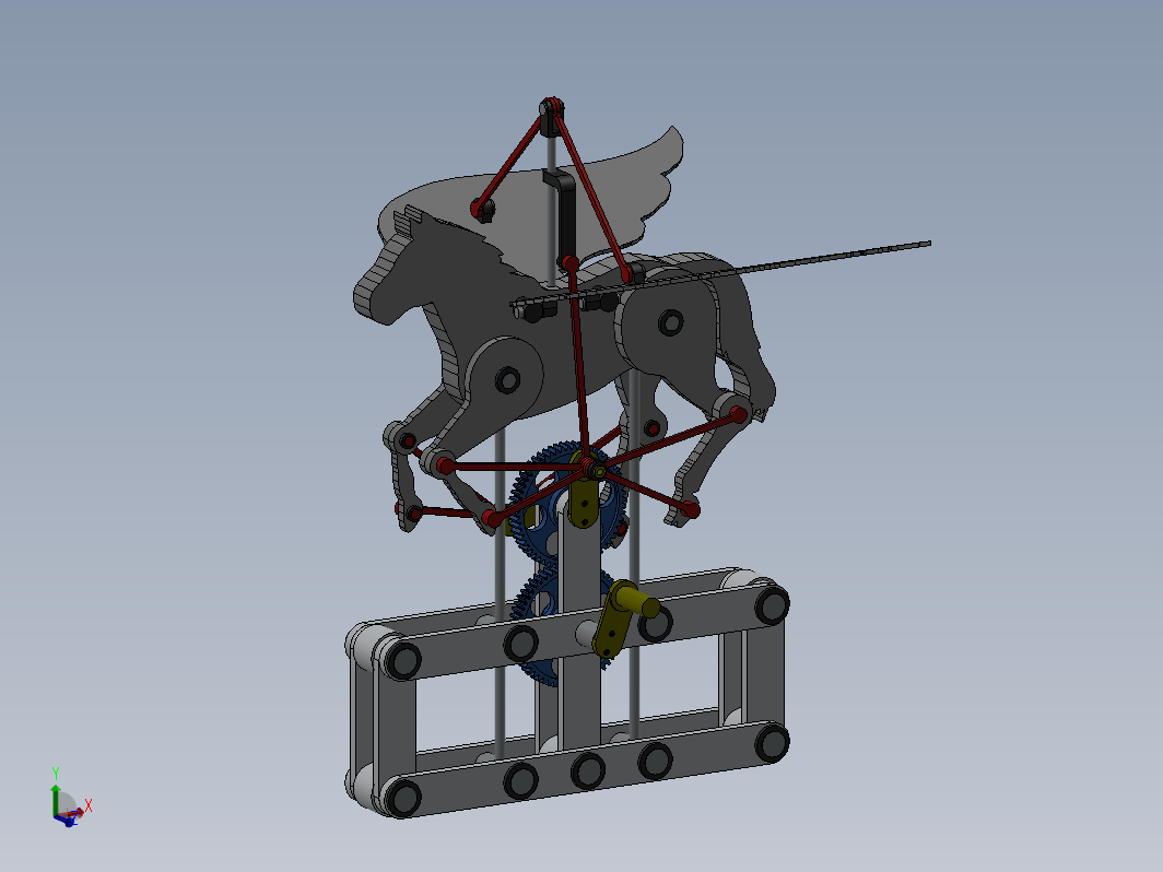 机械式飞马（曲柄连杆摇杆机构）带运动