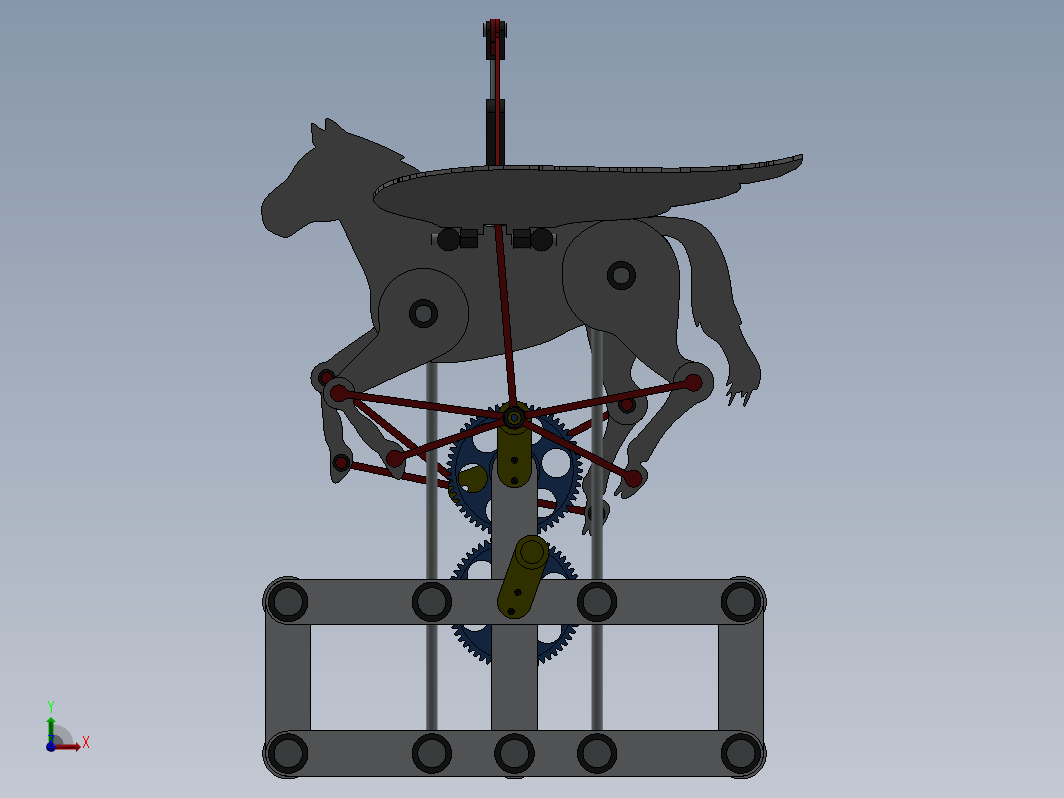 机械式飞马（曲柄连杆摇杆机构）带运动