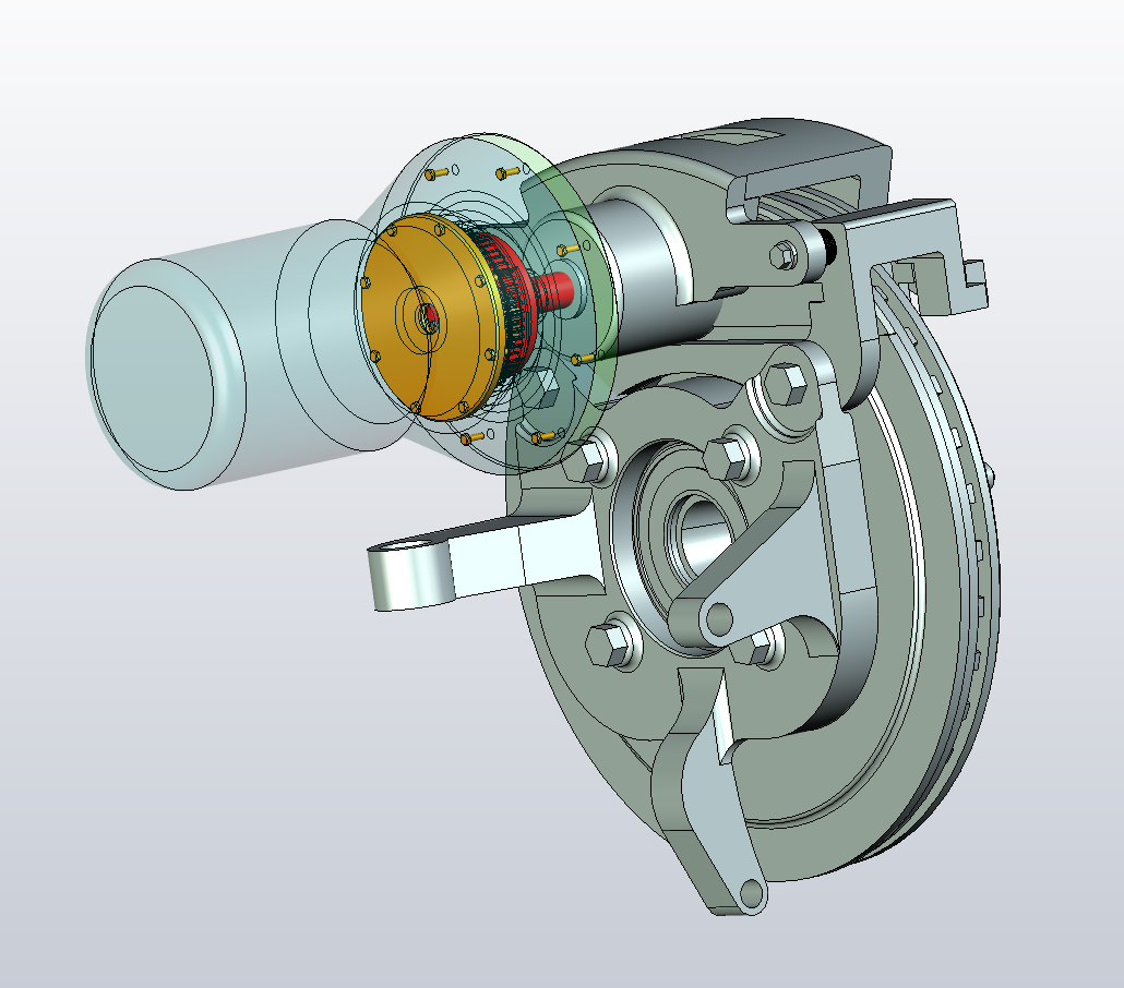 cv6微型汽车电子机械制动器设计三维UG10.0带参+CAD+说明