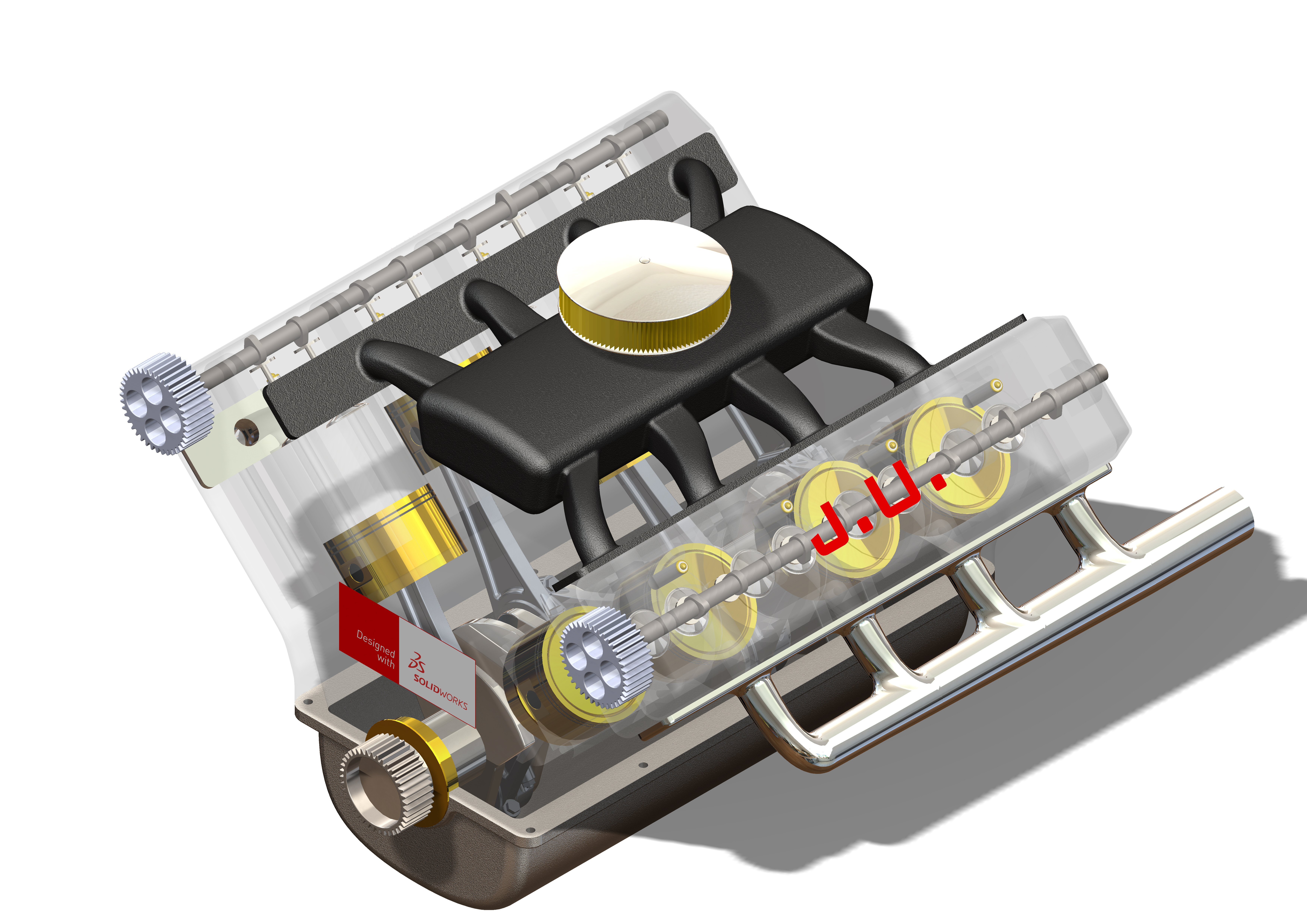 V8 engine发动机简易演示结构3D图