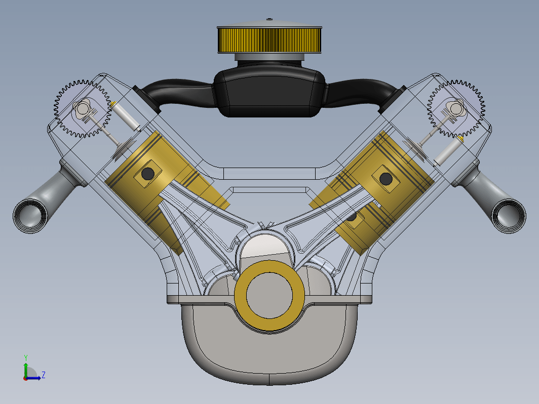 V8 engine发动机简易演示结构3D图