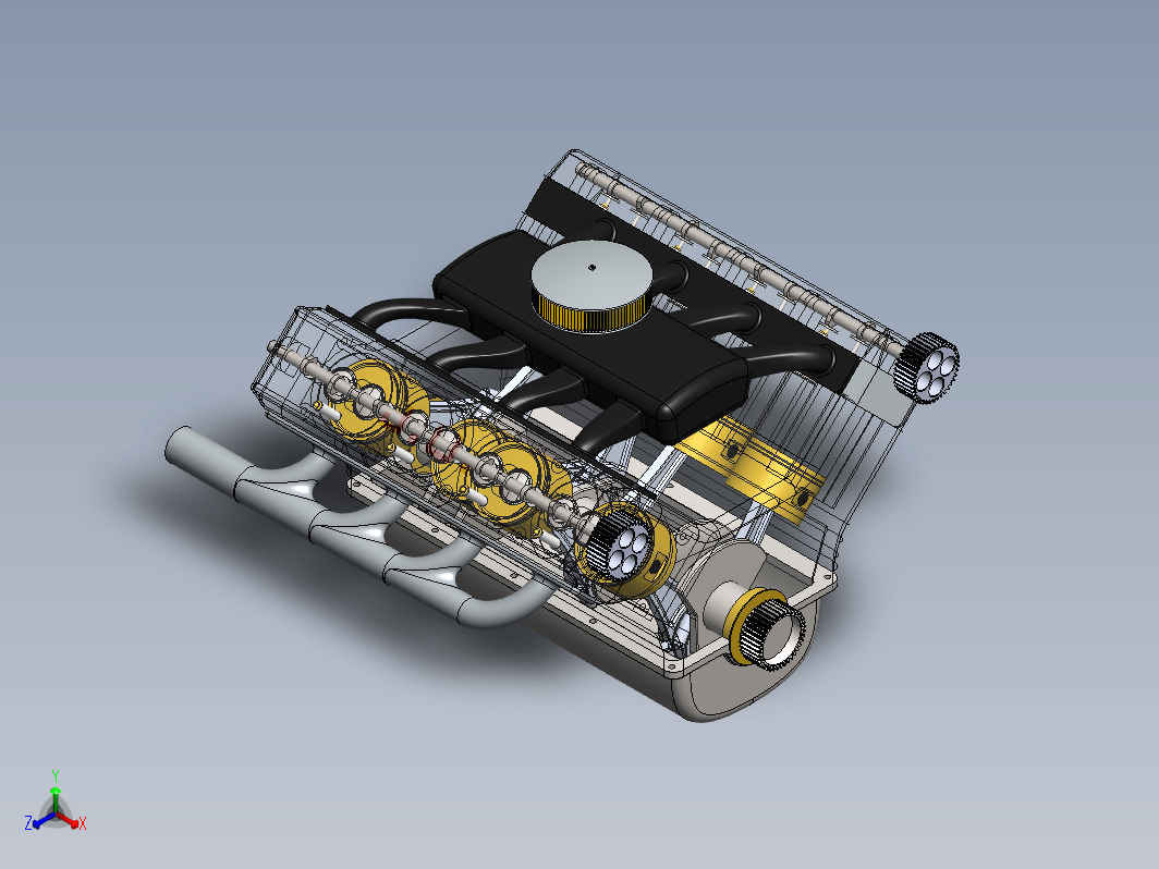 V8 engine发动机简易演示结构3D图