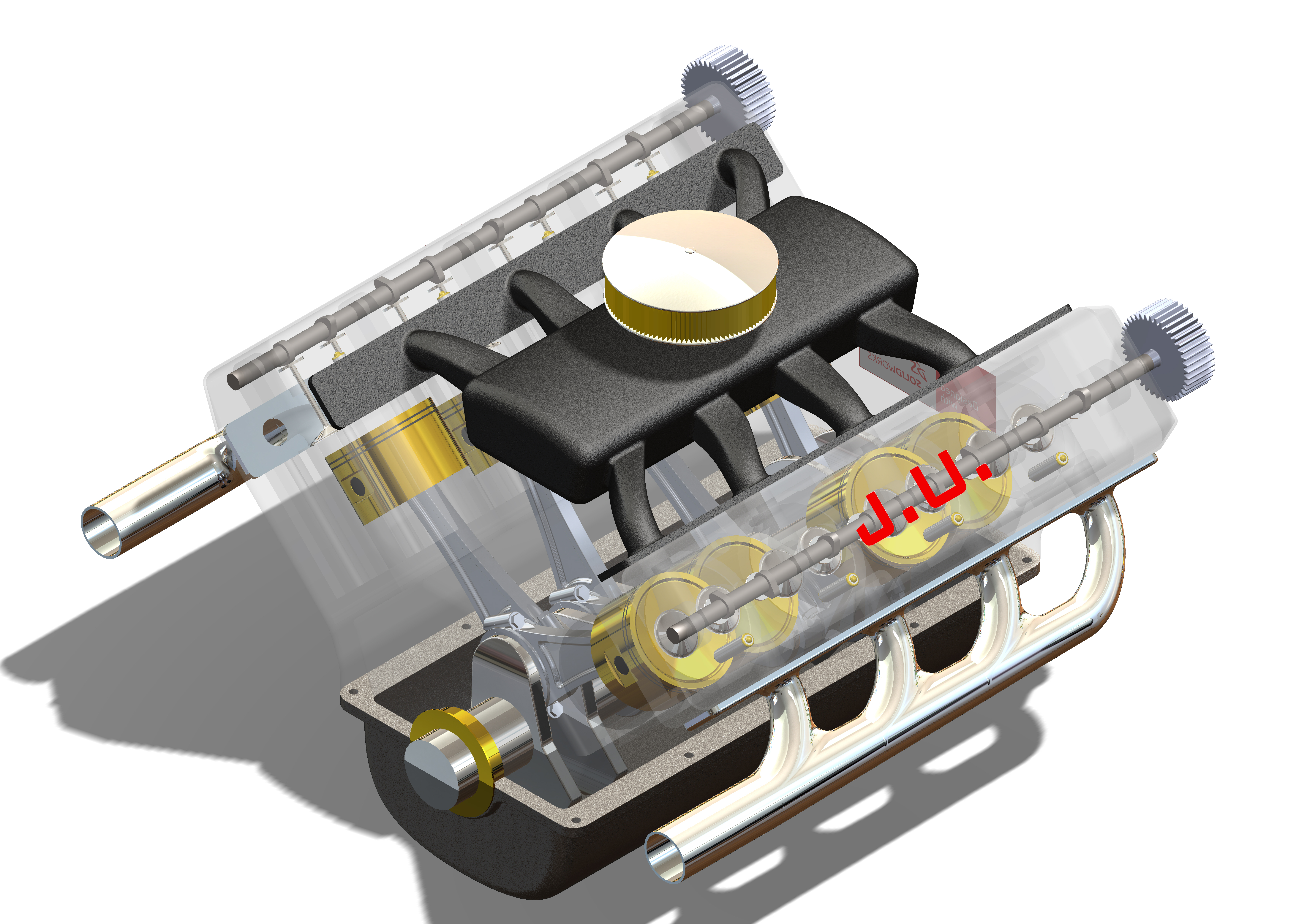 V8 engine发动机简易演示结构3D图