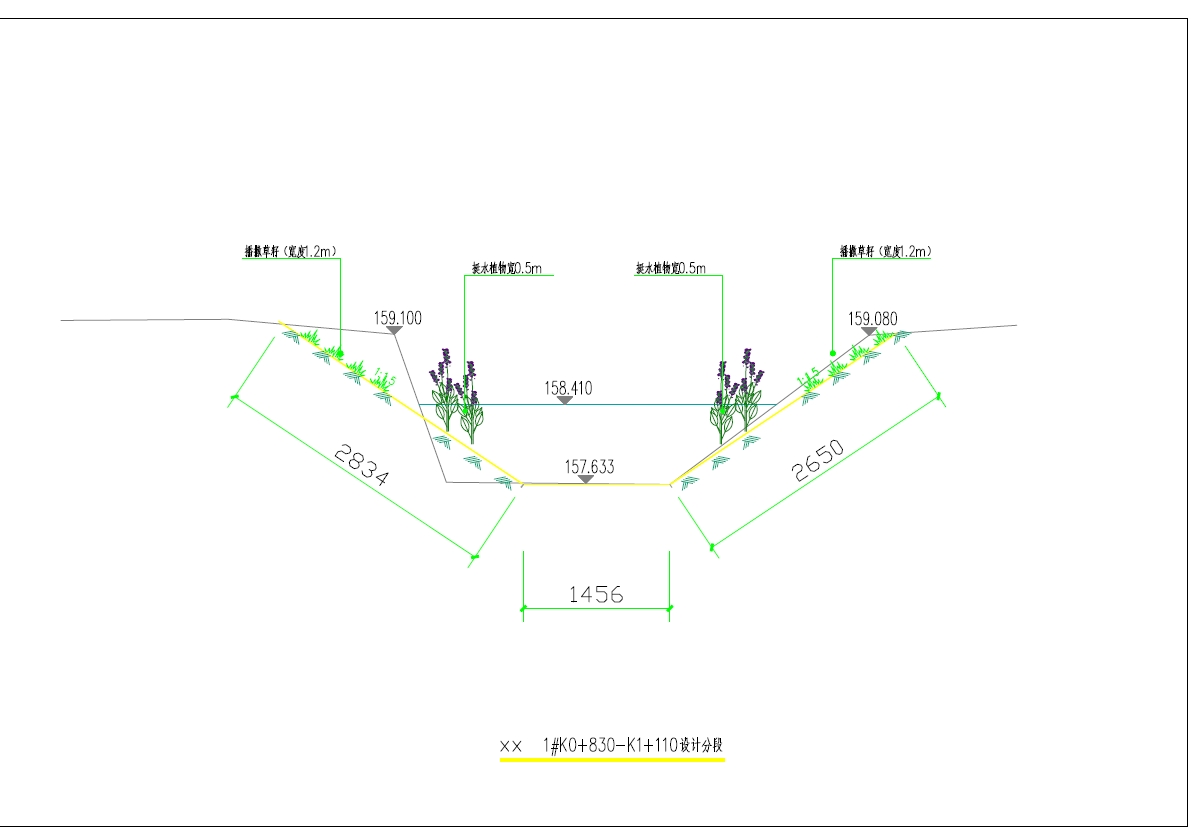 生态沟渠初设图CAD图纸