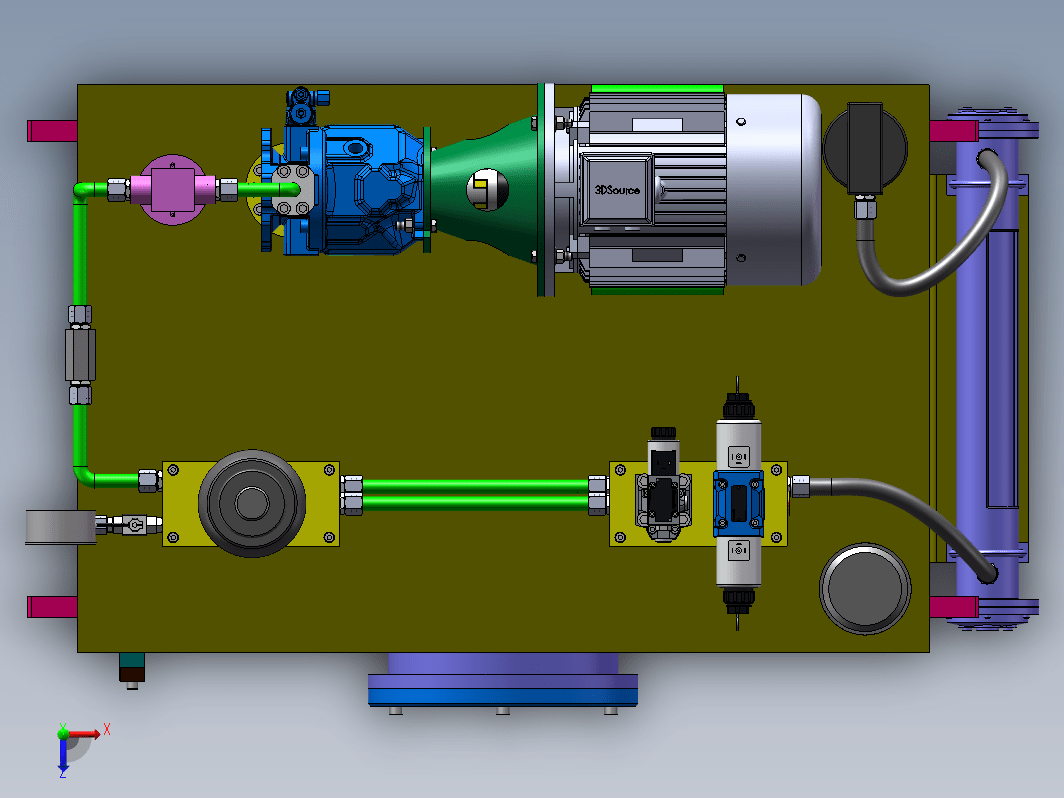 双作用缸液压动力站设计三维SW2018带参+CAD+说明书