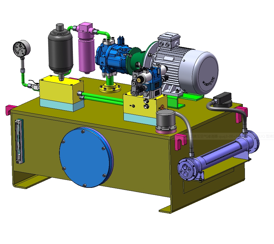 双作用缸液压动力站设计三维SW2018带参+CAD+说明书