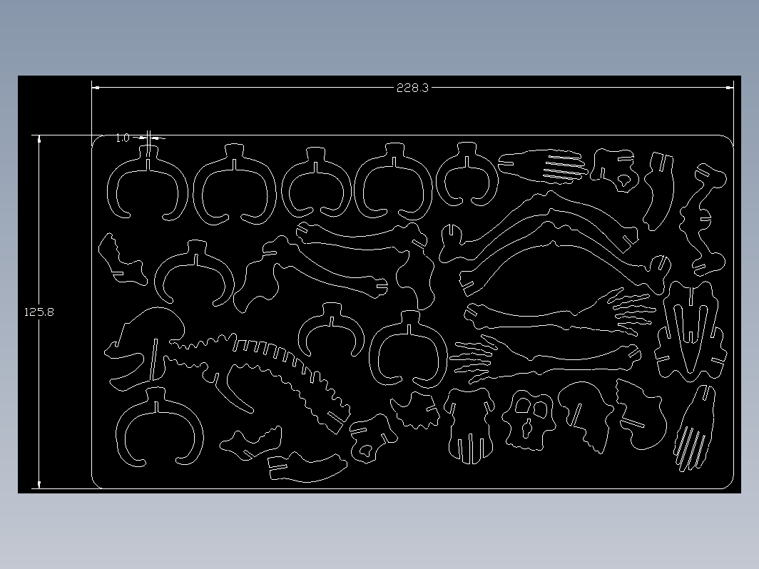 巨兽巨人骨架拼图模型图纸 dwg格式