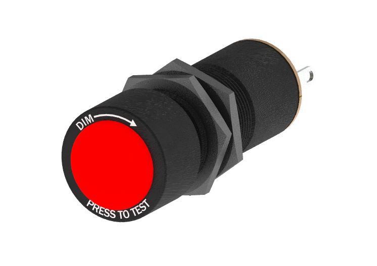 红色透镜的按压测试指示灯