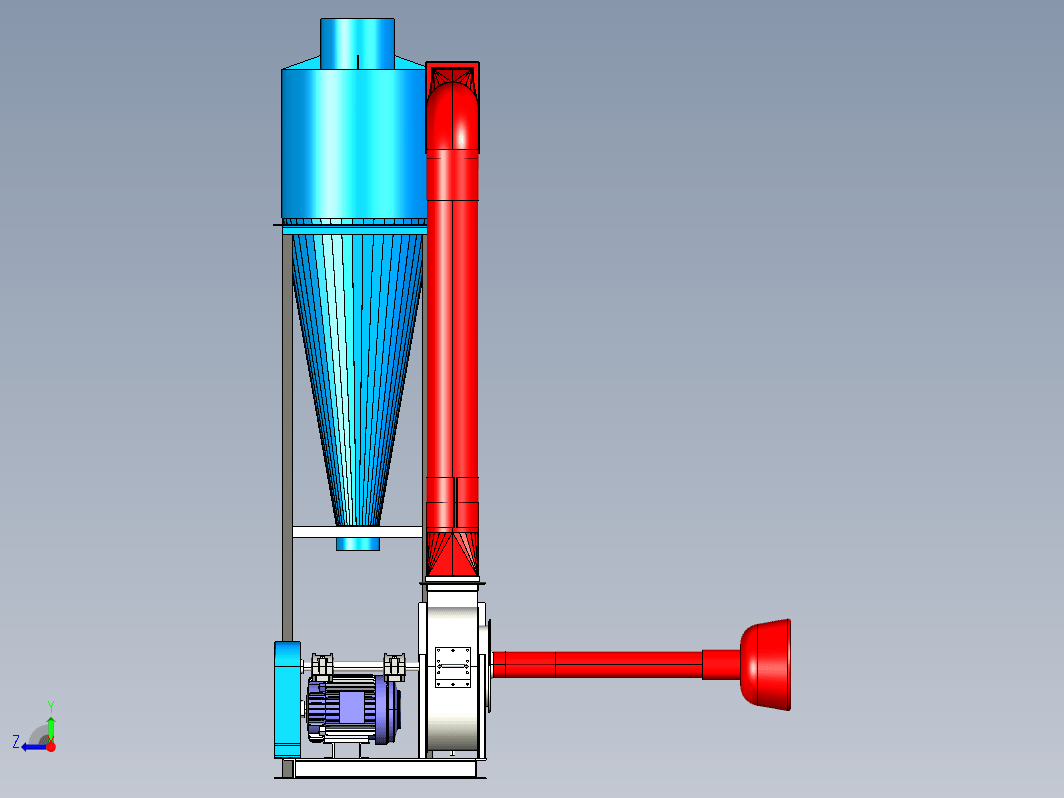 管式粉料机三维模型设计