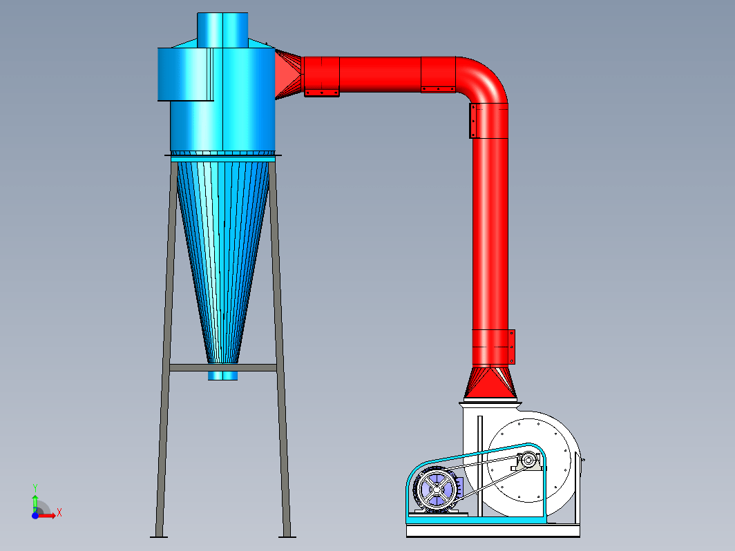 管式粉料机三维模型设计