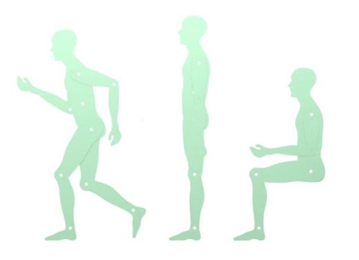 人体模型，跑步、站立和坐姿缩略图