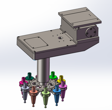 立式加工中心圆盘式10把刀库模型