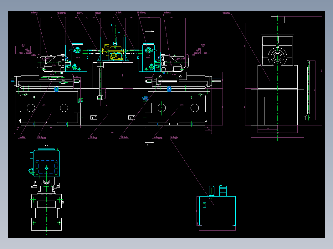 梳棉机箱体组合机床总体设计CAD+说明书 结合件钻孔组合机床（3个5.2孔）