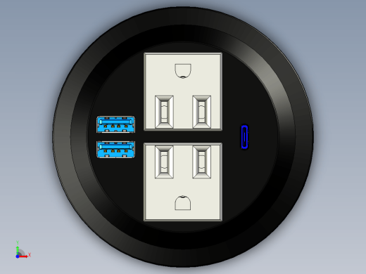 桌面电源插座3D 模型缩略图