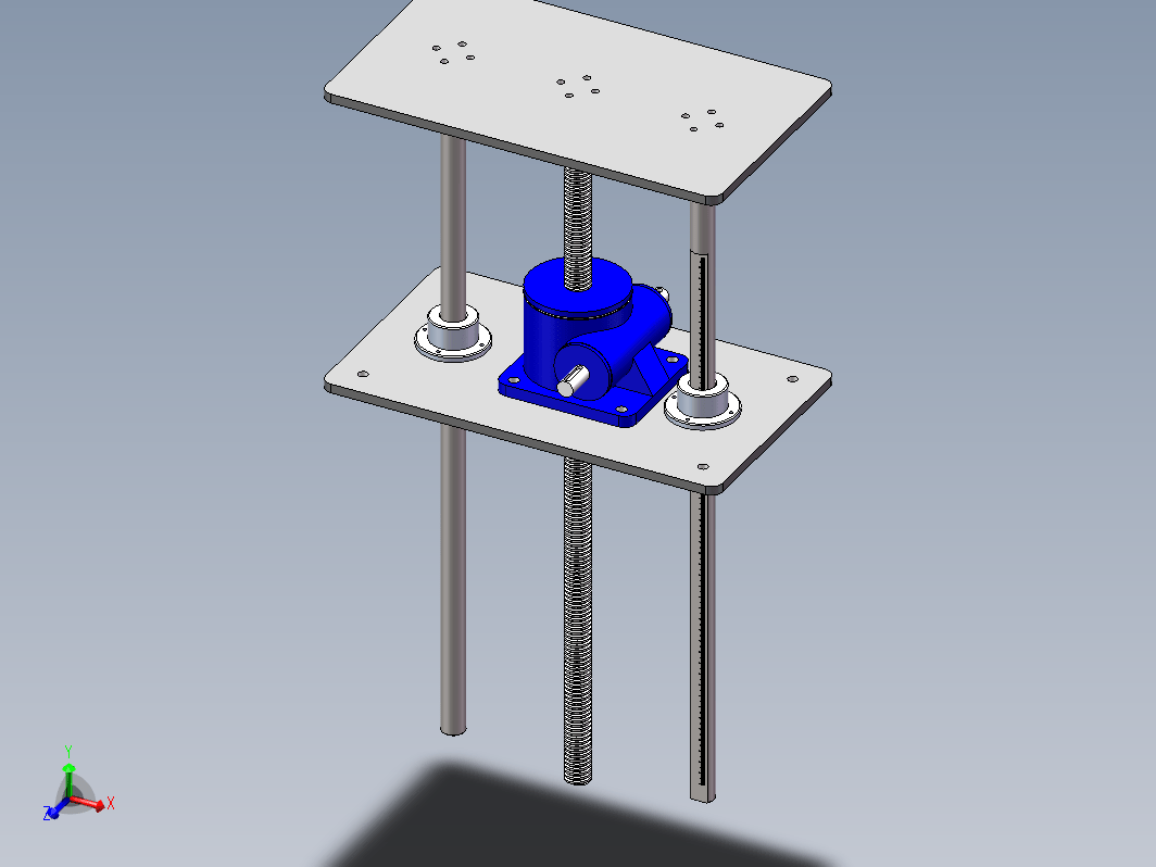 涡轮丝杆双导杆升降机构SolidWorks