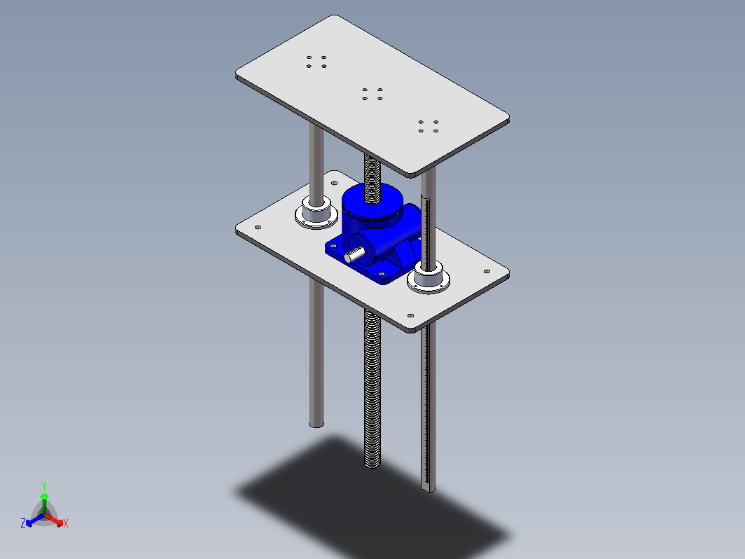 涡轮丝杆双导杆升降机构SolidWorks