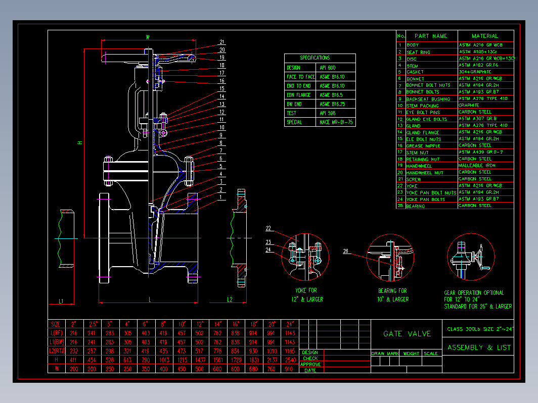 阀门 2-24Z40H-300Lb