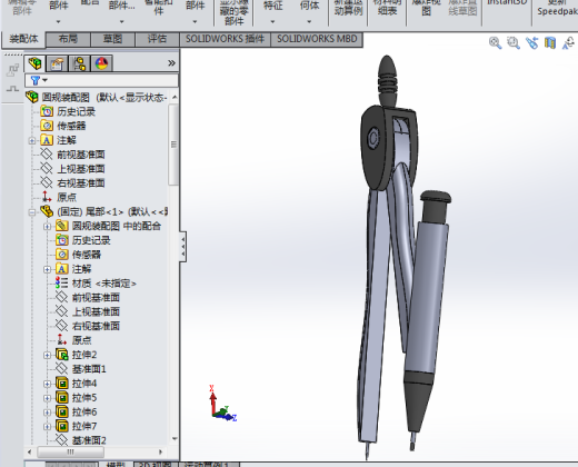 可爱文具圆规solidwork缩略图