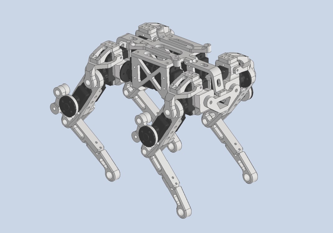 12自由度四足机器狗 附电路设计和控制源代码 Quadruped bai tiny