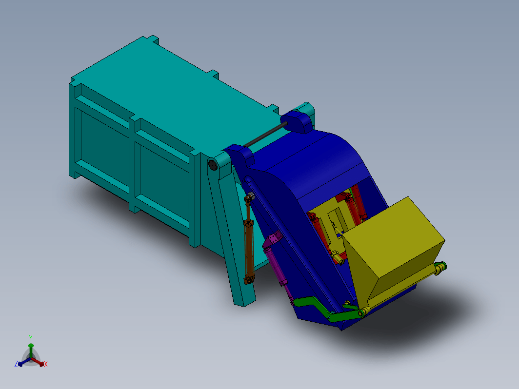 垃圾车压缩机构的设计三维SW+CAD+说明