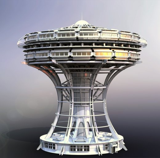 空中飞碟餐厅科幻造型缩略图