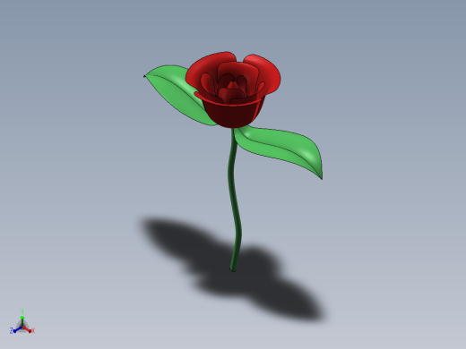 一支玫瑰花3D缩略图
