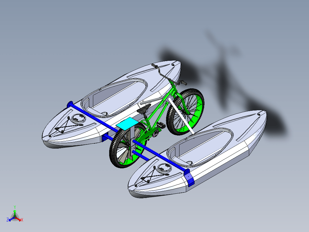 自行车改装的双体小船