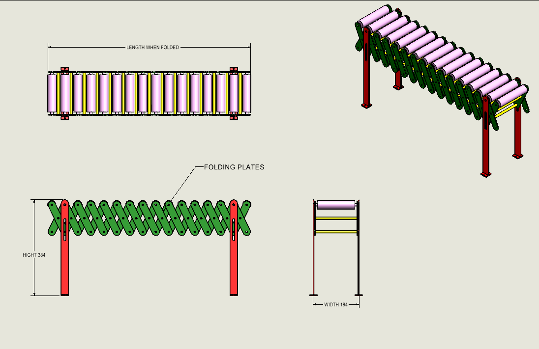 简易可伸缩滚筒输送机结构 Flexible Roller Conveyor