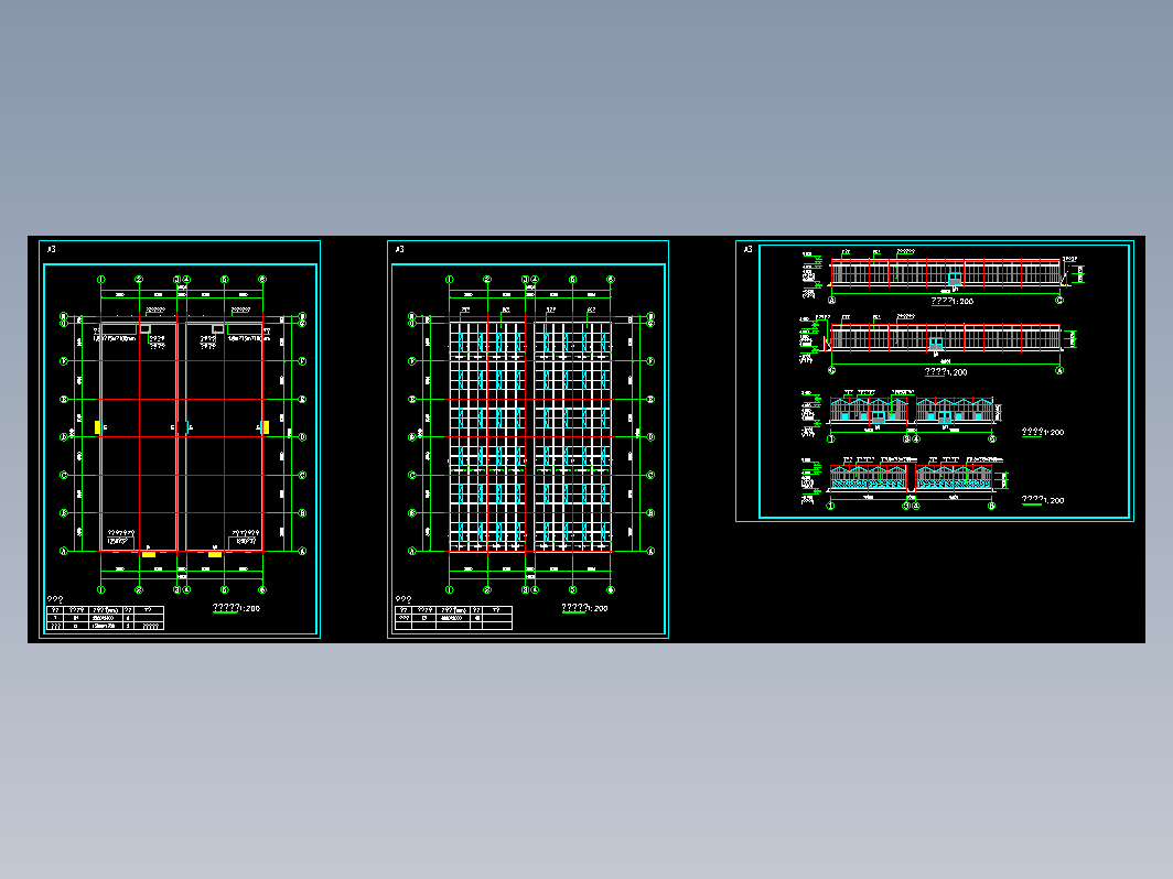 8米x48米智能连栋温室平立剖图纸