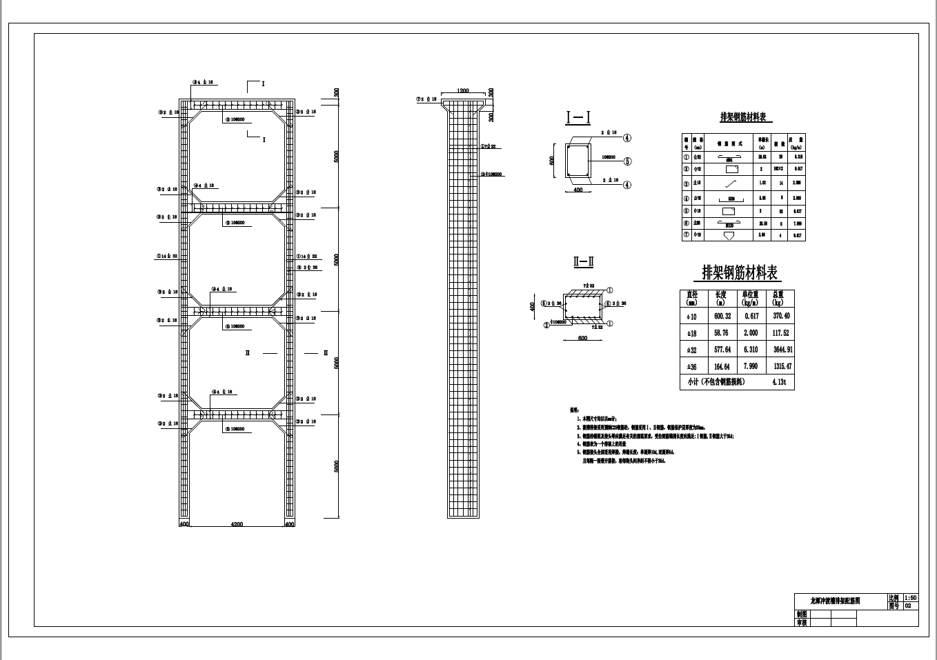 龙潭渡槽排架支撑矩形槽身设计+CAD+说明书