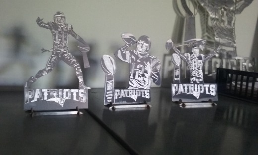 激光蚀刻，新英格兰爱国者，DannyAmendola，TomBrady，JulianEdelman和RobGronkowski缩略图