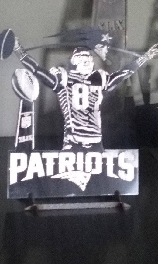 激光蚀刻，新英格兰爱国者，DannyAmendola，TomBrady，JulianEdelman和RobGronkowski缩略图