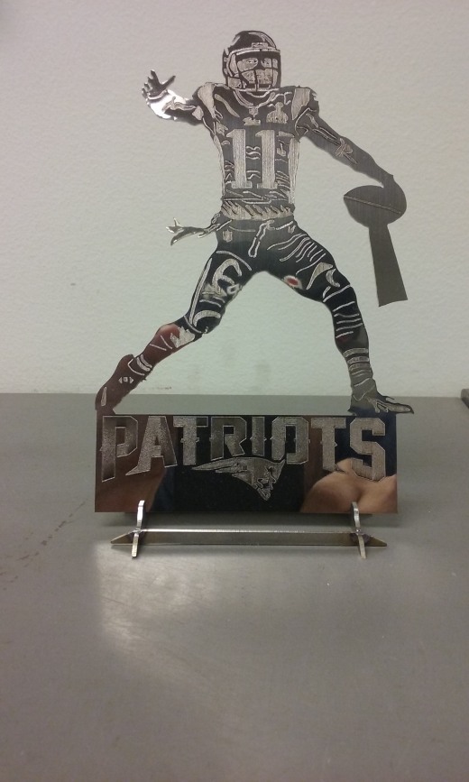 激光蚀刻，新英格兰爱国者，DannyAmendola，TomBrady，JulianEdelman和RobGronkowski缩略图