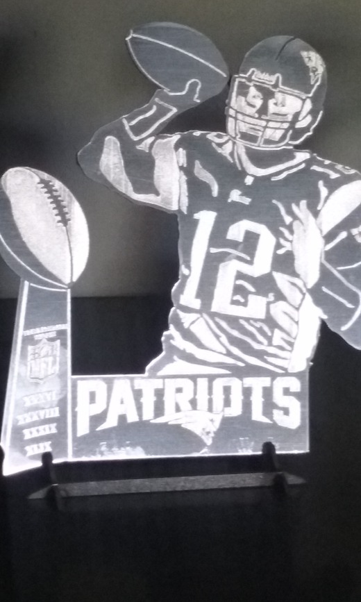 激光蚀刻，新英格兰爱国者，DannyAmendola，TomBrady，JulianEdelman和RobGronkowski缩略图