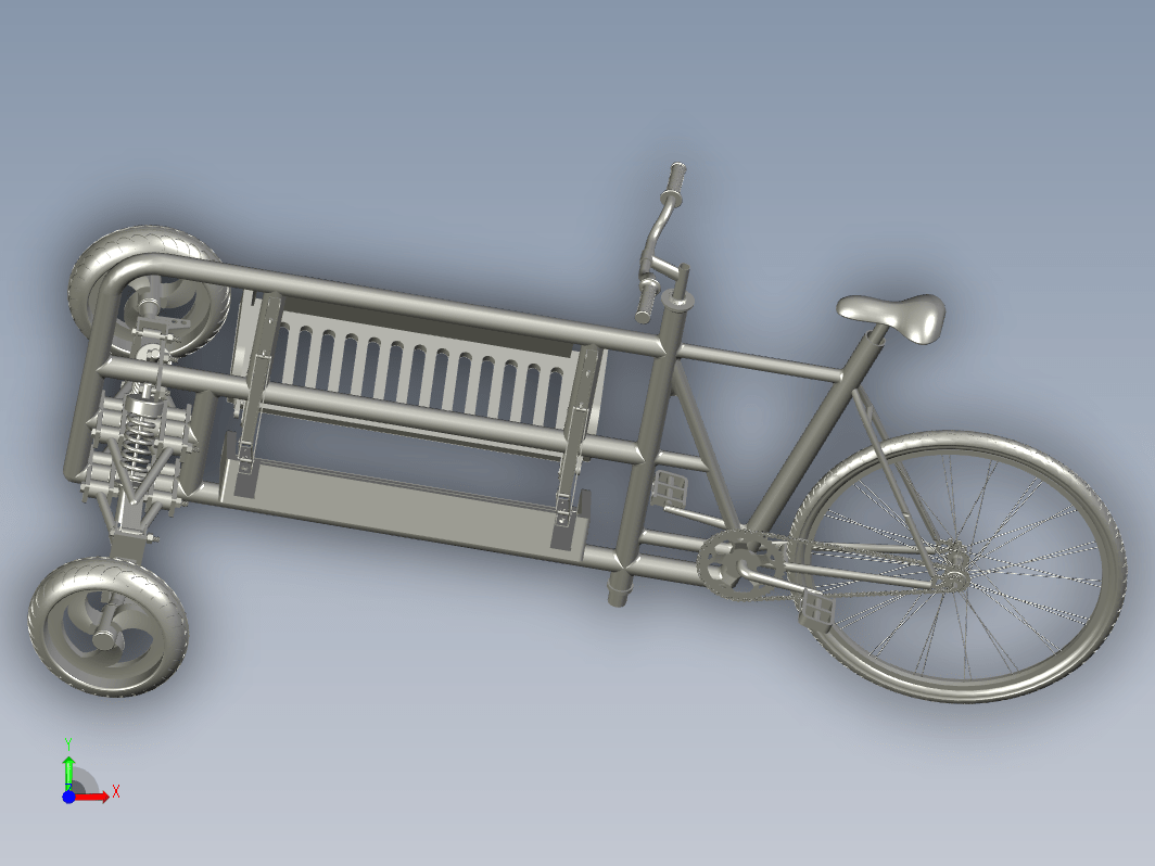 异形三轮自行车3D图纸 STEP格式