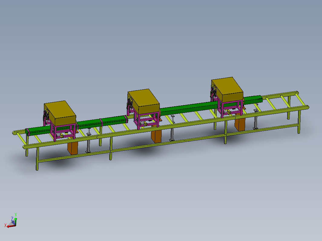 滚筒线自动打包机流水线设计模型图