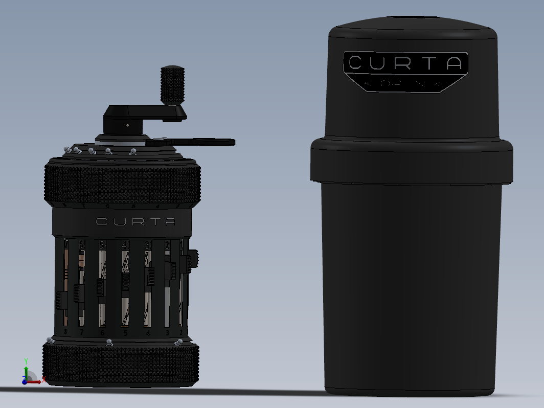 Curta手持机械式计算机器3D图纸(Type 1 ca 1930)