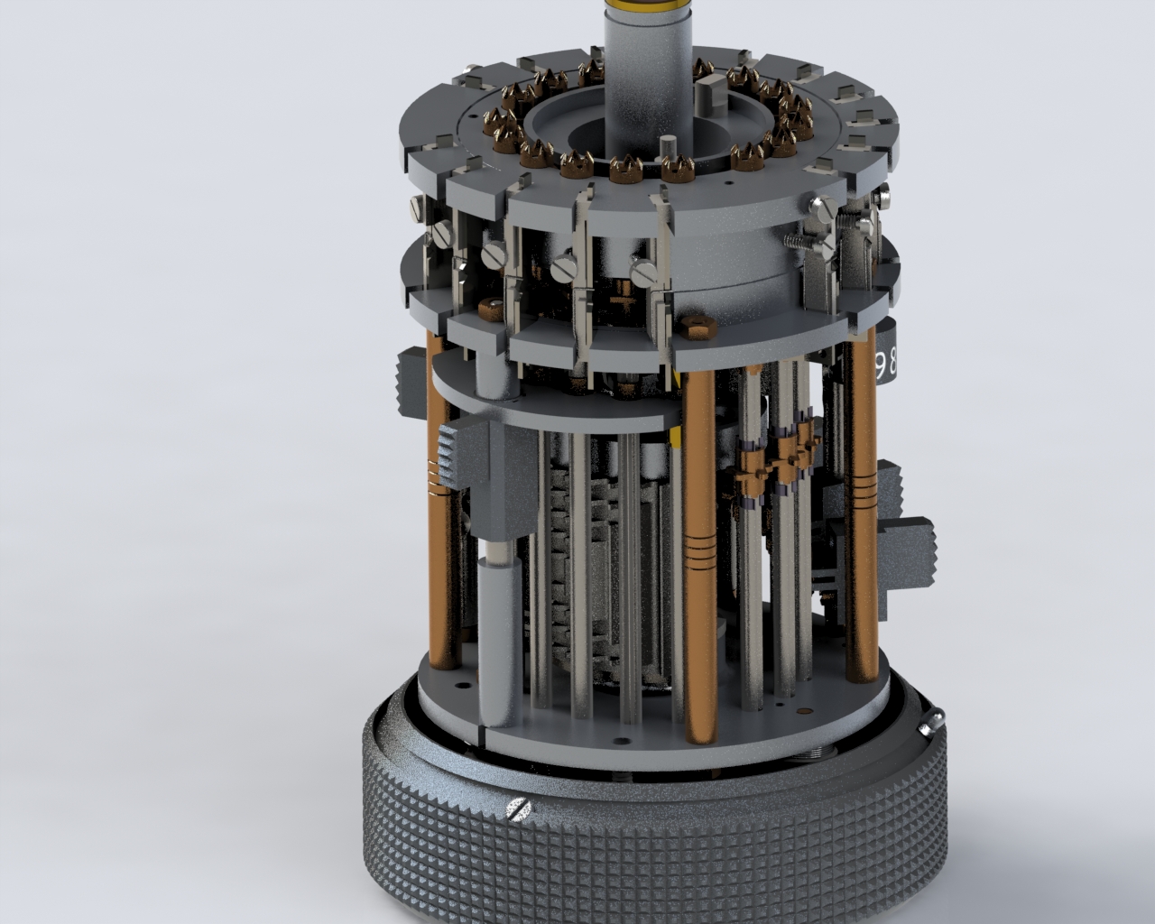 Curta手持机械式计算机器3D图纸(Type 1 ca 1930)