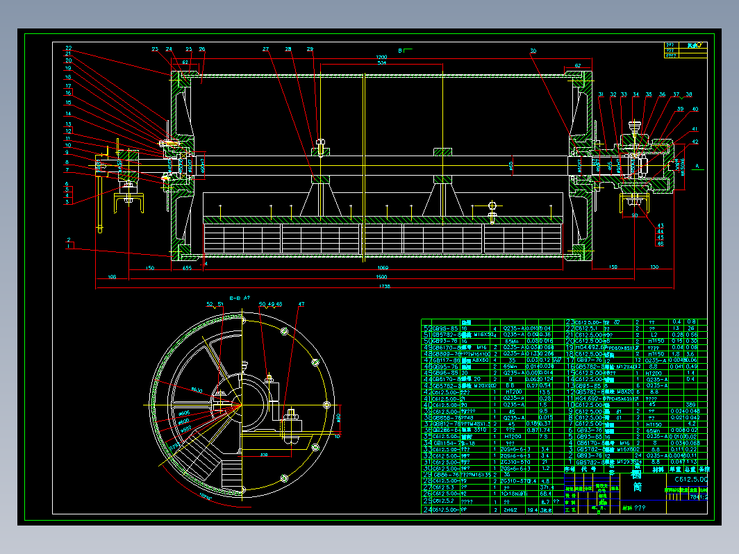 CTB600×1200永磁筒式磁选机图纸