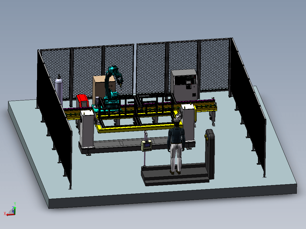 铝材工作台的机械手焊接工作站安全围挡，控制台，焊接变位机